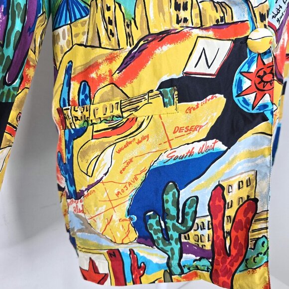 Vintage CAROL HORN Workshop Silk Desert Cactus Oversized Slouch Blazer Jacket - Picture 6 of 11